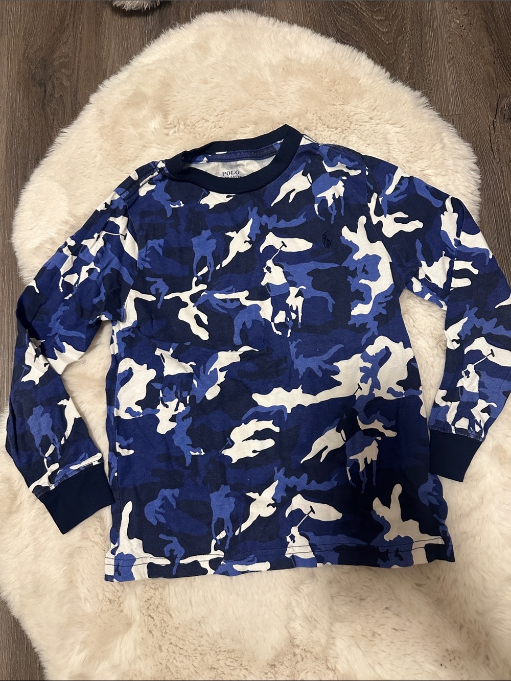 Polo by Ralph Lauren Blue & White Camo Crewneck Long Sleeves size 5